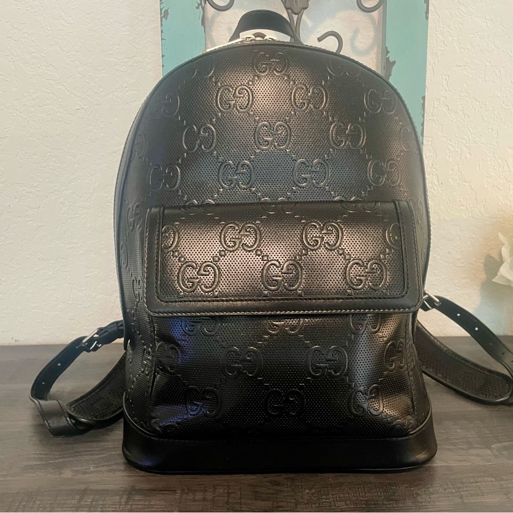 Gucci GG Embossed Black Backpack - Picture 2 of 13